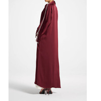 Ensemble 2 pièces pour femme en satin premium, Abaya ouverte ornée et robe intérieure à col rond, respirant, ODM, tenue musulmane islamique modeste