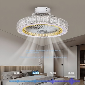 Lustre de plafond en cristal LED moderne nordique Ultra-mince 5 verre de luxe avec télécommande moteur DC/AC pour salon et chambre - Product Image 3
