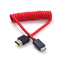 Cable en Espiral de Nailon Negro/Rojo FRO HDM Macho a Micro HDM/MINI HDM/HDM Macho, 1080P/4K 60Hz 18Gbps HDR para Monitor, TV, Computadora