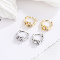 Boucles d'oreilles créoles épaisses et élégantes en argent sterling 925 hypoallergénique, plaqué or 18 carats avec diamants ronds, idéales pour femme (cadeau)
