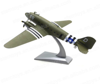 Kit de modèle d'avion DC3 en alliage moulé sous pression à l'échelle 1/100 unisexe C-47 jouet pour enfants avec roues pour jeu de chasse