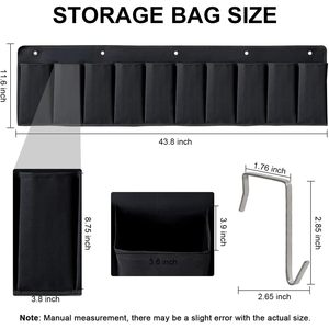 RV Shoe Pockets 10 Pockets Hanging Storage Organizer with Hooks for Bedside Use <b>Black</b> Oxford Cloth - Product Image 1