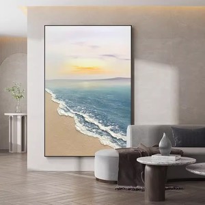 Hand Painted Seascape Oil Painting Framed Metal <b>Frame</b> Impressionism Style Living Room <b>Wall</b> Art Decorative Painting For Sofa - Product Image 3