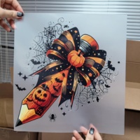 Autocollant en vinyle thermocollant personnalisé pour Halloween, autocollants DTF de haute qualité pour t-shirts, transferts thermiques prêts à poser, nouveau design
