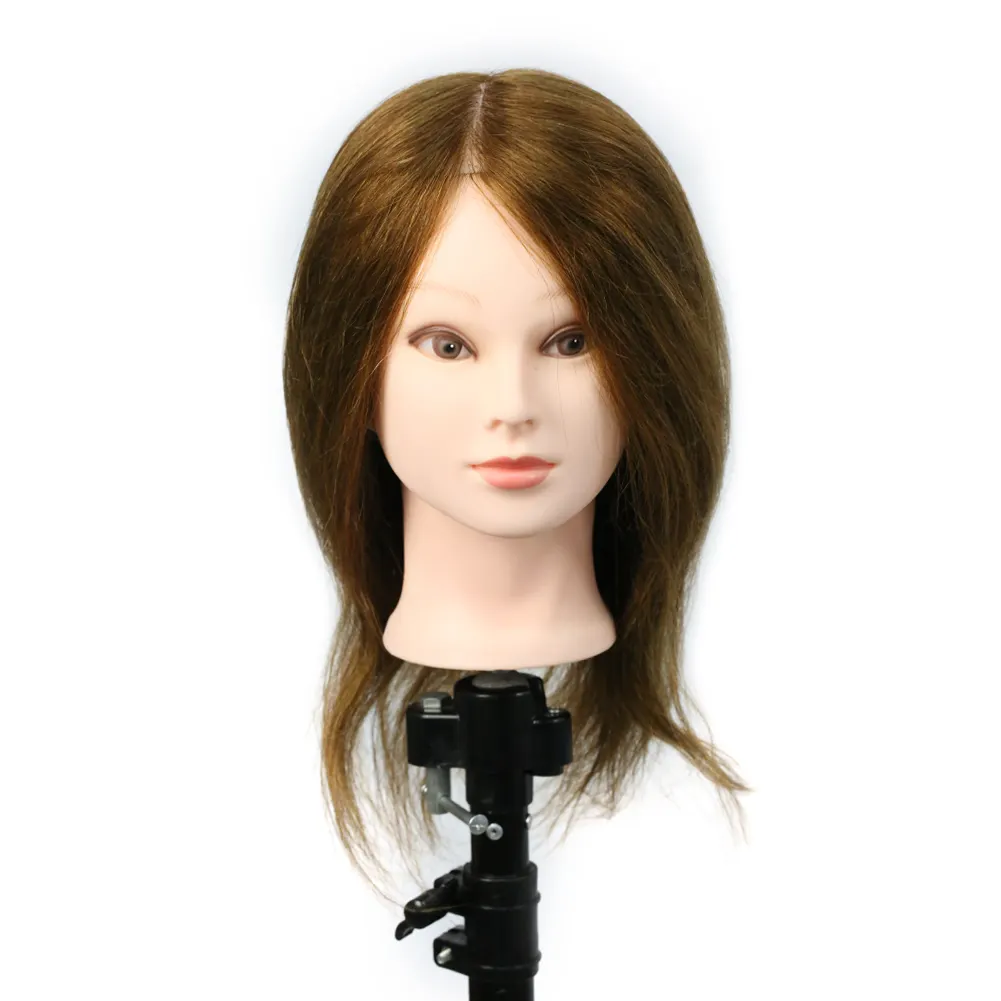 Handmade thick and longsize soft hairstyle beauty school teaching brown plastic human hair training head