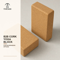 Bloc de yoga minimaliste en liège antidérapant imprimé, bloc naturel pour Pilates, pour studio de yoga, logo personnalisé, vente en gros