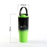 TY RTS 2025 Nouveau Gobelet Isotherme en Acier Inoxydable à Double Paroi 30oz, Couleur Dégradée, avec Paille et Poignée, pour Voiture et Fêtes, Écologique