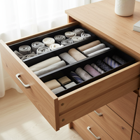 Lot de 4 séparateurs de tiroir extensibles en bambou pour cuisine, salle de bain, rangement de vêtements, organisateur noir
