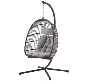 Diseño de moda jardín muebles de exterior Patio <span class=keywords><strong>balcón</strong></span> <span class=keywords><strong>hamaca</strong></span> de ratán cesta de huevos <span class=keywords><strong>plegable</strong></span> colgar columpio silla para dormitorio con soporte - Product Image 4