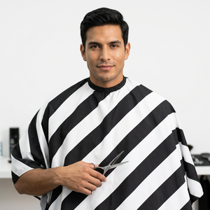 Capa de Peluquería con Diseño Icónico de Rayas Diagonales - Capa de Barbero Impermeable y Cómoda con Cuello Ajustable - Product Image 2