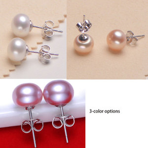 Alla rinfusa, piccolo, vero e proprio orecchino con <span class=keywords><strong>perla</strong></span> <span class=keywords><strong>di</strong></span> acqua dolce, S925, perle in argento sterling, borchie, gioielli senza nickel, donne minimaliste - Product Image 2