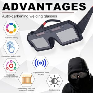 Gafas de Soldadura Solares con Oscurecimiento Automático, Máscara de Soldador con Lentes de Repuesto, Material PP, 1 Juego - Product Image 3