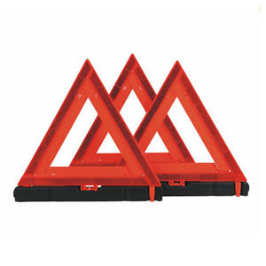 3pcs Panneau d'avertissement triangulaire rouge réfléchissant double face Outil d'urgence pour les pannes de véhicules Pack avec sable W Triangle d'avertissement - Product Image 1