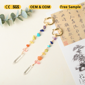 Nouvelles boucles d'oreilles en pierres précieuses naturelles, bijoux en cristal faits à la main, 7 pierres chakra, bijoux tendance pour cadeau - Product Image 5