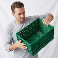 Caisses d'emballage pour légumes en plastique écologiques, pliables, empilables, recyclables, avec mailles ventilées, conteneurs de stockage pliables