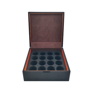 Caja de Té de Madera Lacada Negra 26x26x10.2cm, Caja Cuadrada Hecha a Mano para Regalo o Almacenamiento - Product Image 2
