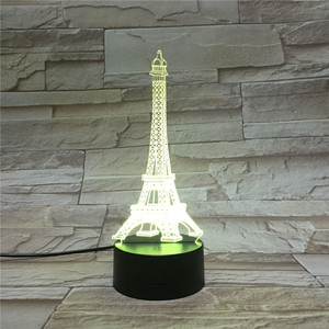 カラフルな<span class=keywords><strong>3D</strong></span>ビジュアルエッフェル塔ナイトライト家の装飾のための創造的なLEDグラデーションランプ - Product Image 6