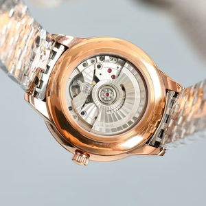 Reloj de Lujo para Hombre, Mecánico Automático, de Primera Calidad, Dos Tonos, Oro Rosa y Azul, Esfera con Números Romanos, Segundero Pequeño, Fecha, Luz Nocturna - Product Image 4