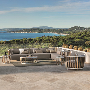 ชุดโซฟากลางแจ้งอะลูมิเนียมและไม้สักทันสมัย กันน้ำ ประกอบได้เป็นชุด เหมาะสำหรับสวน ลานบ้าน หรูหรา ทนทานต่อการเกิดสนิม สำหรับออสเตรเลีย - Product Image 3