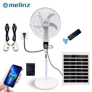Ventilateur sur pied populaire avec chargeur de téléphone portable, pour extérieur et intérieur, 16-18 pouces, rechargeable, solaire, avec télécommande et lumière LED - Product Image 1