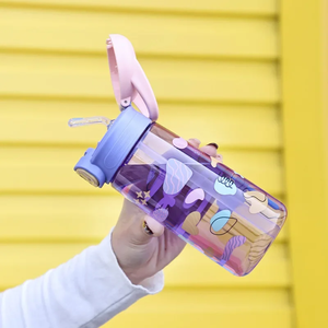 Botella de agua de 600ml con pajita para niños y niñas, botellas portátiles de viaje, taza para gimnasio, deportes, Fitness, botella para beber agua fría de verano - Product Image 2