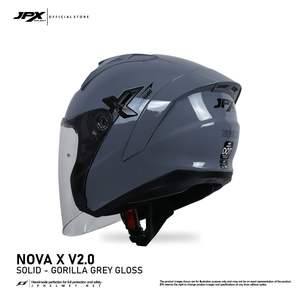 Casque demi-face JPX Nova X V2 présente une finition élégante et polyvalente en gris gorille brillant, un style inégalé pour chaque balade. - Product Image 3