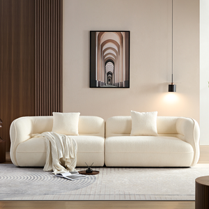 โซฟาแบบแยกส่วนสีขาว ผ้าทนทาน โครงไม้เนื้อแข็ง ฟิลเลอร์ฟองน้ำความหนาแน่นสูง - Product Image 1