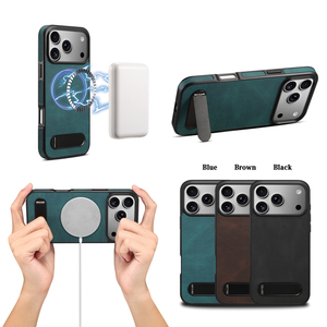 Custodia per telefono Denior in PU, delicata sulla pelle, con supporto orizzontale e ricarica wireless magnetica, compatibile con le serie Apple 17/16/15/14/13 - Product Image 6