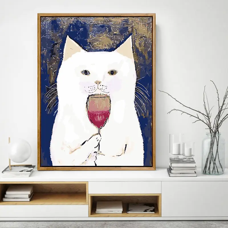 Wholesale handmade children's room living room decoration fill abstract cat cartoon DIY paint by number