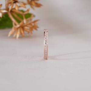 แหวนเพชรทรงเรียวยาวสีโรสโกลด์สำหรับผู้หญิง แหวนเพชรระยิบระยับหรูหรา เหมาะสำหรับงานแต่งงาน งานหมั้น และวันครบรอบ - Product Image 5