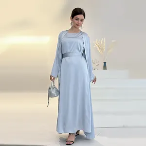 2023 Ramadan New Design Islamic Clothing Satin Dubai Abaya Women Muslim Dress Modest Abaya Wholesale