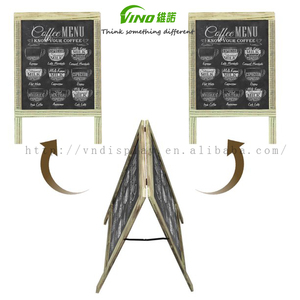 Tableau noir rustique décoratif pliable avec cadre en bois, sur pied, design personnalisable, écriture fluide et facile, VINO - Product Image 3