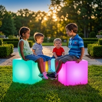 Meuble cube LED multifonctionnel lumineux 40CM, table d'appoint/tabouret en PE rotomoulé, étanche IP65, rechargeable, couleurs RGB, pour la maison