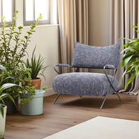 Fauteuil de salon moderne de luxe avec structure en acier inoxydable, mousse haute résilience 45D, fauteuil d'appoint rembourré pour salon