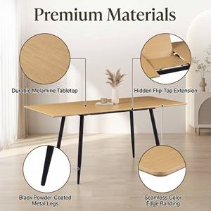 <span class=keywords><strong>Table</strong></span> de salle à manger extensible et peu encombrante, abordable, <span class=keywords><strong>avec</strong></span> plateau en mélamine de 120-160 cm et pieds en métal, <span class=keywords><strong>avec</strong></span> plateau coulissant intégré. - Product Image 5