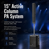 Système de sonorisation colonne active 15 pouces 2400W de puissance de pointe avec contrôle DSP et Bluetooth MP3 TWS