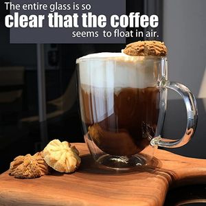 Offre Spéciale – Grand Mug en Verre Double Paroi Transparent et Tasses à Thé avec Soucoupes pour Boissons Chaudes et Glacées - Product Image 4