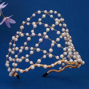 Miallo-Diadema hecha a mano con perlas y <span class=keywords><strong>alambre</strong></span> de cobre <span class=keywords><strong>para</strong></span> mujer, accesorios <span class=keywords><strong>para</strong></span> el cabello de boda, color blanco - Product Image 5