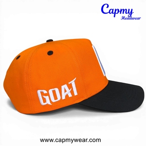 Casquette de baseball brodée sur mesure bicolore orange et noir, modèle designer Gorras ajusté à 5 panneaux pour homme, vente en gros - Product Image 5