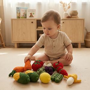 Ensemble de jouets en crochet 100 % coton - Légumes et fruits tricotés à la main - Jouets sensoriels doux et écologiques pour la cuisine des enfants - Product Image 6