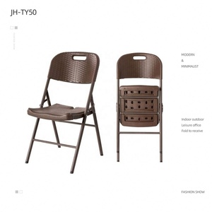 Rattan <span class=keywords><strong>marrone</strong></span> bianco da esterno con gambe in metallo sedia pieghevole in plastica soffiata - Product Image 6