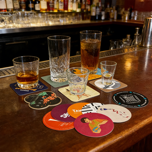 Custom Disposable Absorbent Paper Coasters Round Square Restaurant Hotel Bar Beer Drink Mat Paper Coaster With Logo