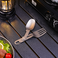 Nouvelle fourchette-cuillère pliable en titane ultralégère, équipement et accessoires de cuisine portables pour le camping et la randonnée en plein air