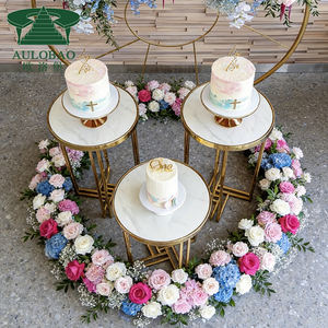 Muebles para fiestas, pedestal de acero inoxidable dorado para postres, para decoración navideña - Product Image 5