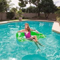 Waterhan Fabrik Großhandel Maßgefertigter Einfacher Grüner PVC Aufblasbarer Schwimmring mit Neuartigem Design für Erwachsene Verpackung