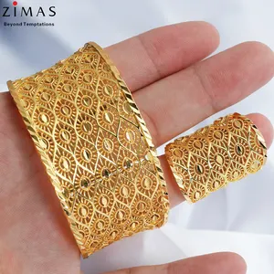 Zimas Bộ Nhẫn Vòng Tay 24K Trang Sức Nữ Chất Lượng Cao Trang Sức Mạ Vàng