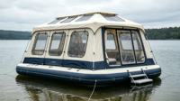 Grande tente flottante gonflable pour le camping aquatique avec échelle