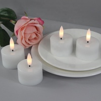 Ensemble de 4 bougies chauffe-plat électriques à LED sans flamme, en cire véritable blanche, avec flamme réelle 3D, pour décoration intérieure