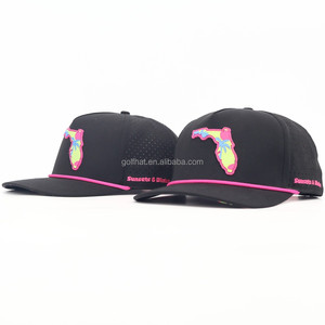 OEM Quick Dry Custom 5 Panel Laser Cut Baseball Cap Waterproof Breathable Golf <b>Hat</b> with Rope and Rubber Logo <b>for</b> outdoor sports - Product Image 3