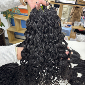 Extensions de cheveux humains au crochet Miracle Knots, ondulées, légères, sans nœuds, invisibles, effet plume, pré-séparées, faites à la main - Product Image 1